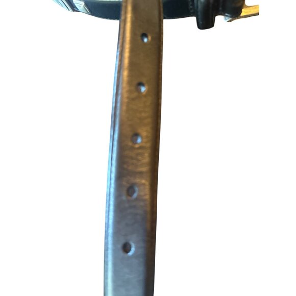 Fossil Black Leather Western Belt With Decorative Silver Accents & Buckle - Picture 2 of 6